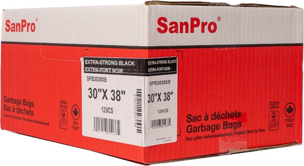 SanPro® Black Polyethylene Garbage Bags 30''x38'' X-Strong CS/125